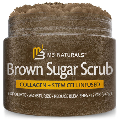 Himalayan Salt Scrub Face Foot & Body Exfoliator Infused with Collagen and Stem Cell Natural Exfoliating Salt Body Scrub for Toning Cellulite Skin Care by M3 Naturals