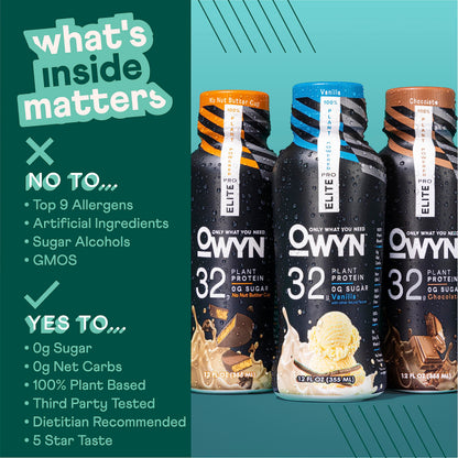 OWYN Only What You Need Pro Elite Vegan High Protein Keto Shake, 32g Protein, 9 Amino