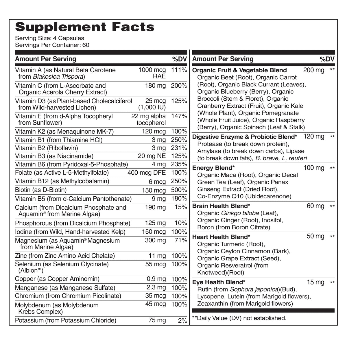 NATURELO Whole Food Multivitamin for Men - Vitamins, Minerals, Antioxidants, Organic