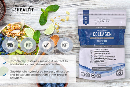 Hydrolysed Collagen Powder (Bovine) - High Protein Grass Fed Unflavoured Peptides