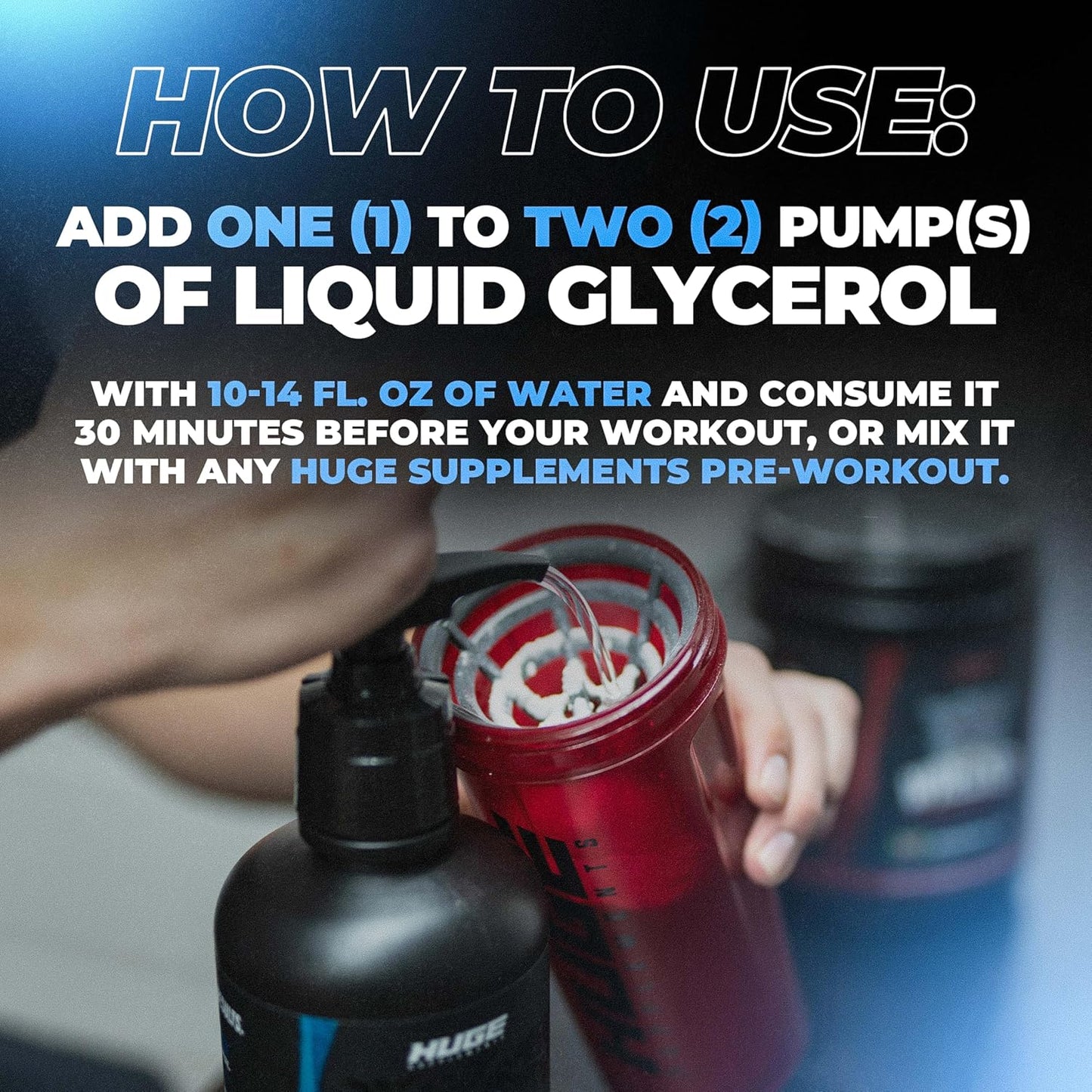 Huge Supplements Liquid Glycerol Supplement, Enhances Muscle Pumps, Increases Muscle Fullness, Boosts Endurance, Cellular Hydration Agent, Clean & Convenient Pump Top, Unflavored (60 Servings)