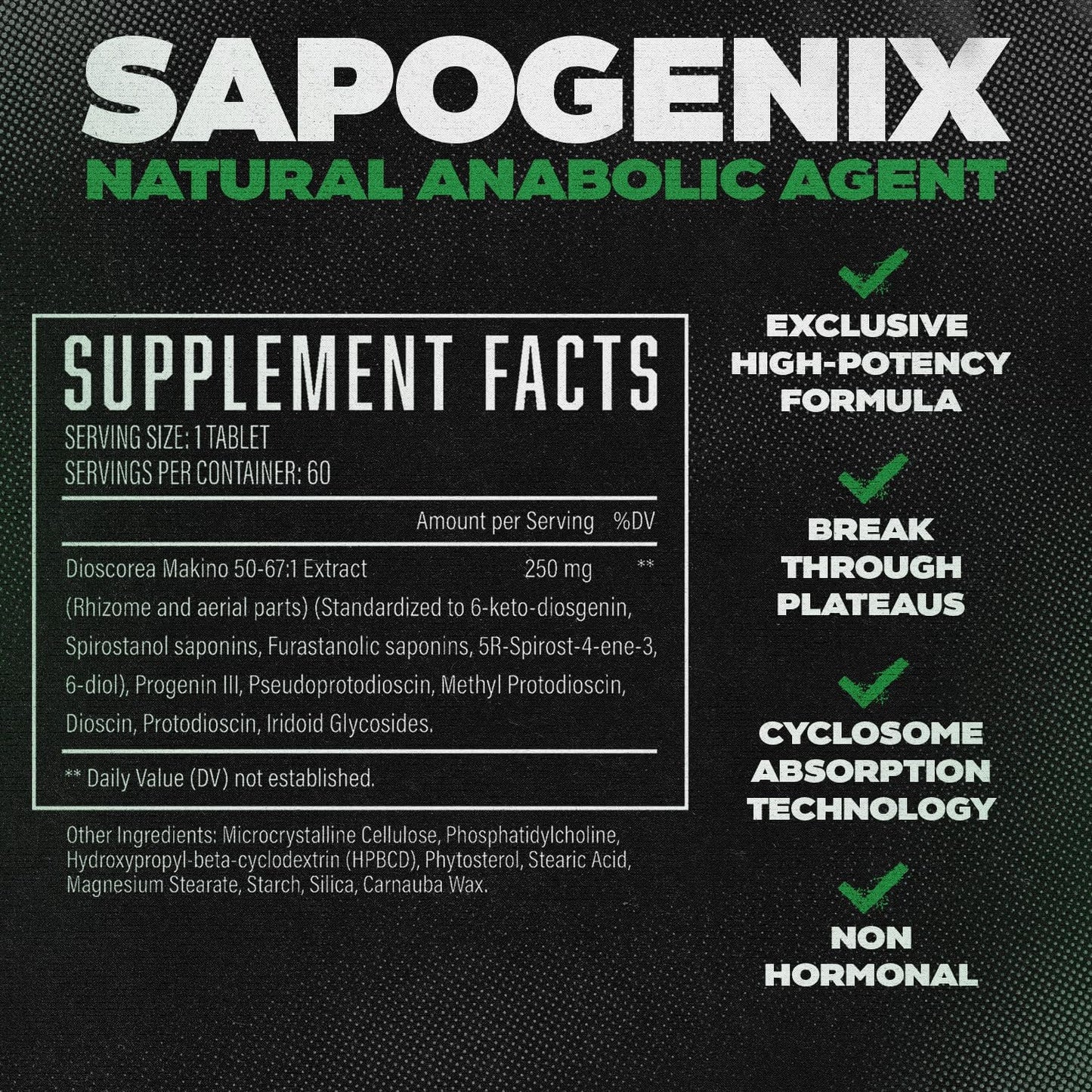Sapogenix® Anabolic Activator for Muscle Growth, Strength & Recovery – Exclusive High-Potency Muscle Builder w/ Cyclosome™ Delivery For Optimal Absorption – For Bulking or Cutting Cycles (60 Tablets)