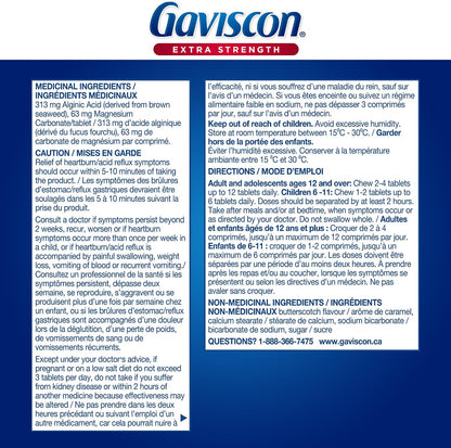 Gaviscon Extra Strength Butterscotch Antacid Tablets 60 Count