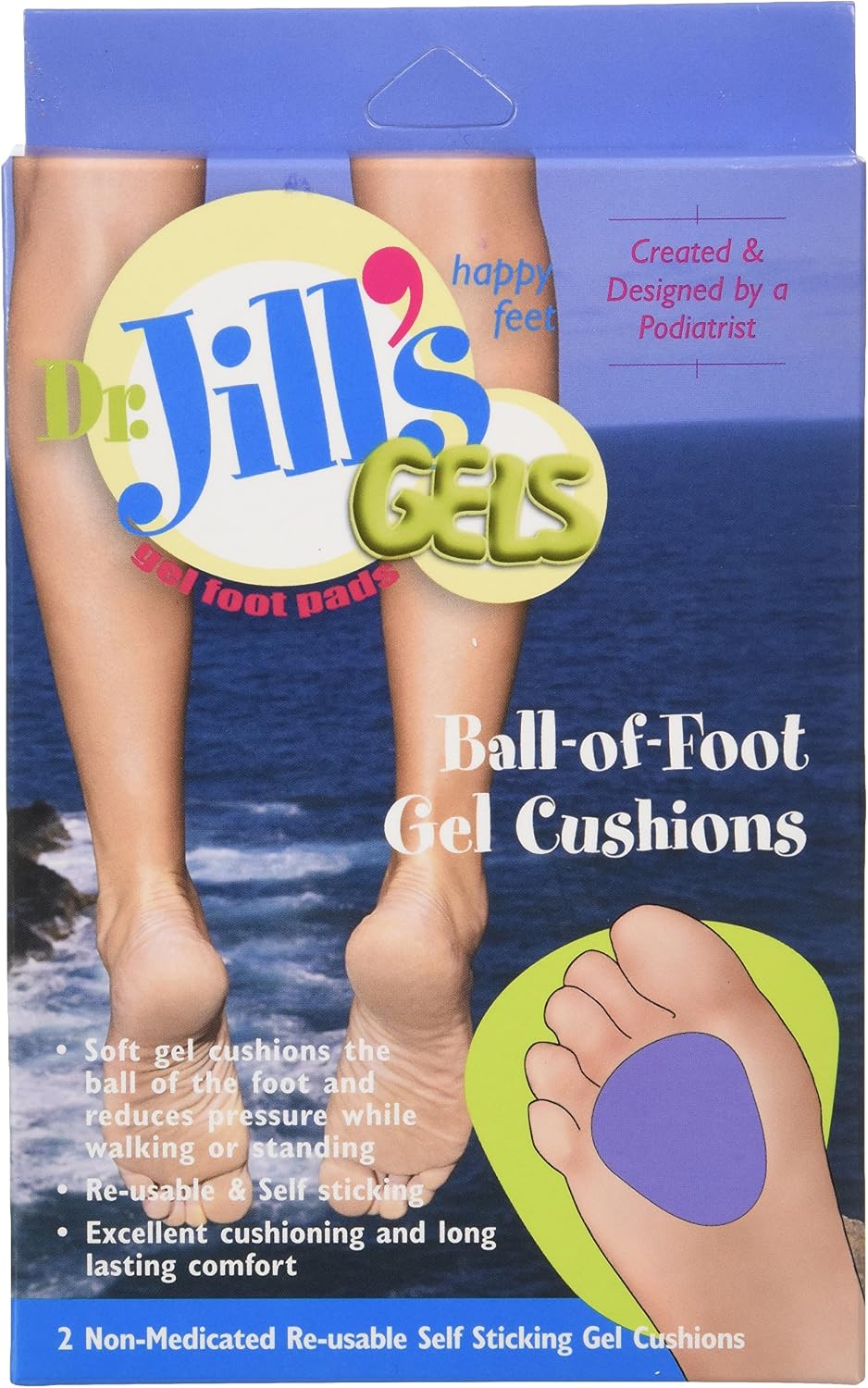 Dr. Jills Gel Ball of Foot Cushions (Self-Sticking and Re-Usable)