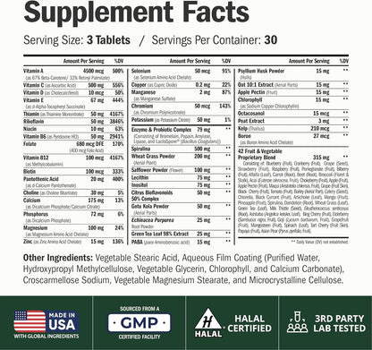 Vegan Multivitamin – Vitamins & Minerals – Daily Wellness – 90 Tablets