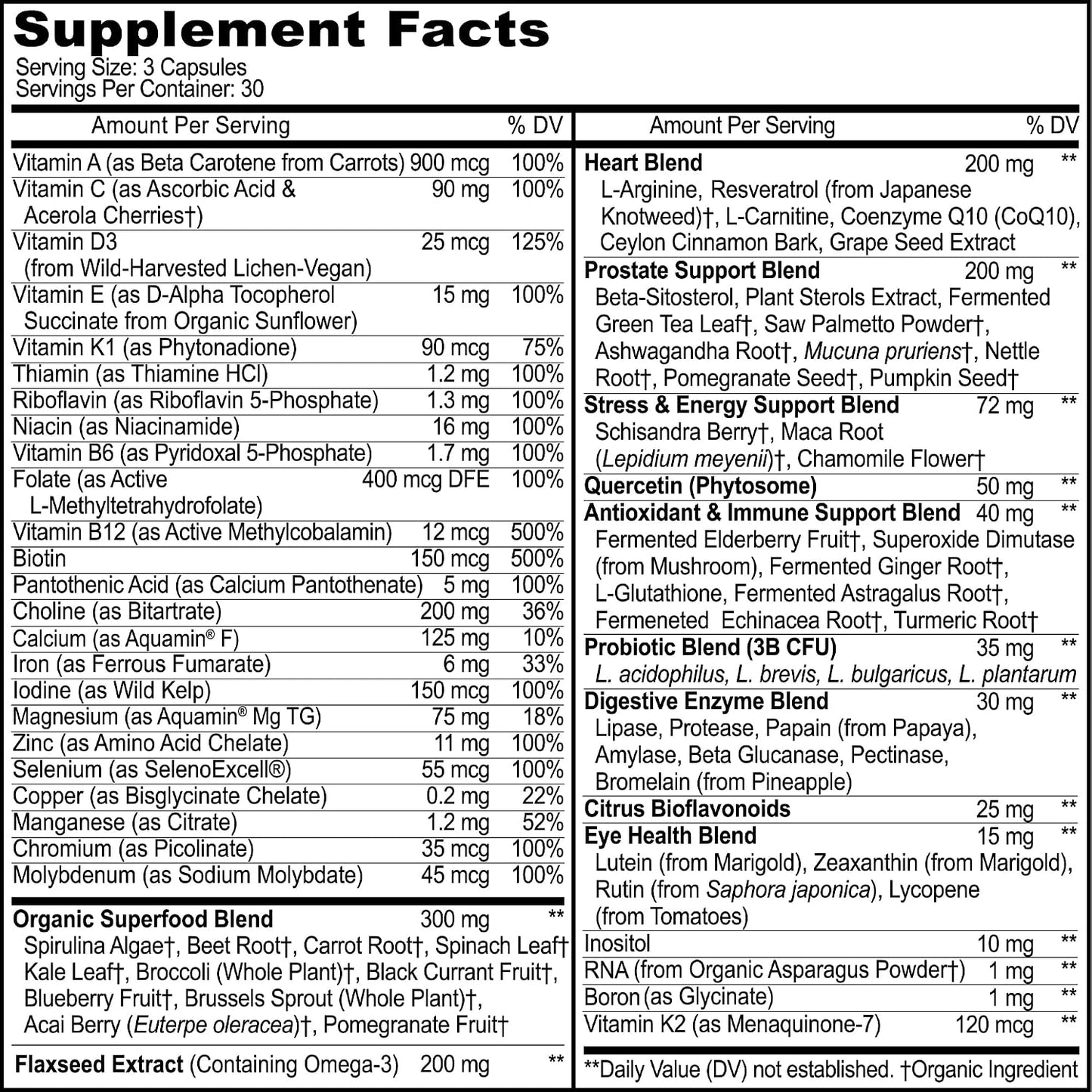 Methylated Mens Multivitamins - Daily Mens Vitamins with 44 Organic Whole Food - Multivitamin for Men with Iron & Fermented Nutrients - Vegan Daily Vitamin for Men with B-Complex, Probiotics, Omegas