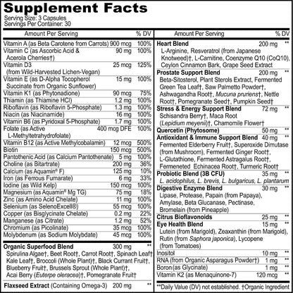 Methylated Mens Multivitamins - Daily Mens Vitamins with 44 Organic Whole Food - Multivitamin for Men with Iron & Fermented Nutrients - Vegan Daily Vitamin for Men with B-Complex, Probiotics, Omegas