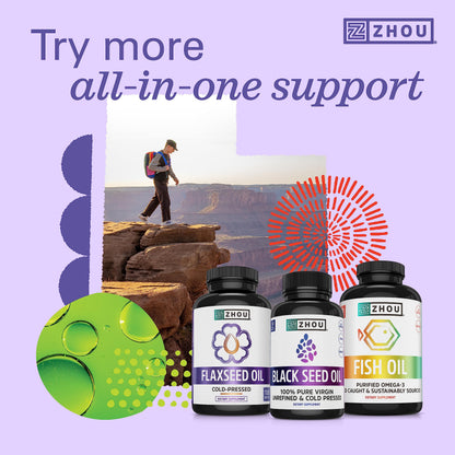 Zhou Organic Black Seed Oil | 100% Virgin Cold Pressed Omega 3 6 9 | Super Antioxidant