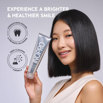 INOPRO Whitening Hydroxyapatite Toothpaste with Probiotic for Sensitive Teeth, Fluoride Free Enamel Support Toothpaste, SLS Free, Baking Soda, Coconut Oil, 5oz