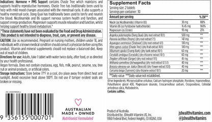 JSHealth Vitamins Hormone Balance & PMS Support Supplement, 60 Tablets | Premenstrual Symptom Relief for Women with Vitamins B3, B6 & Magnesium