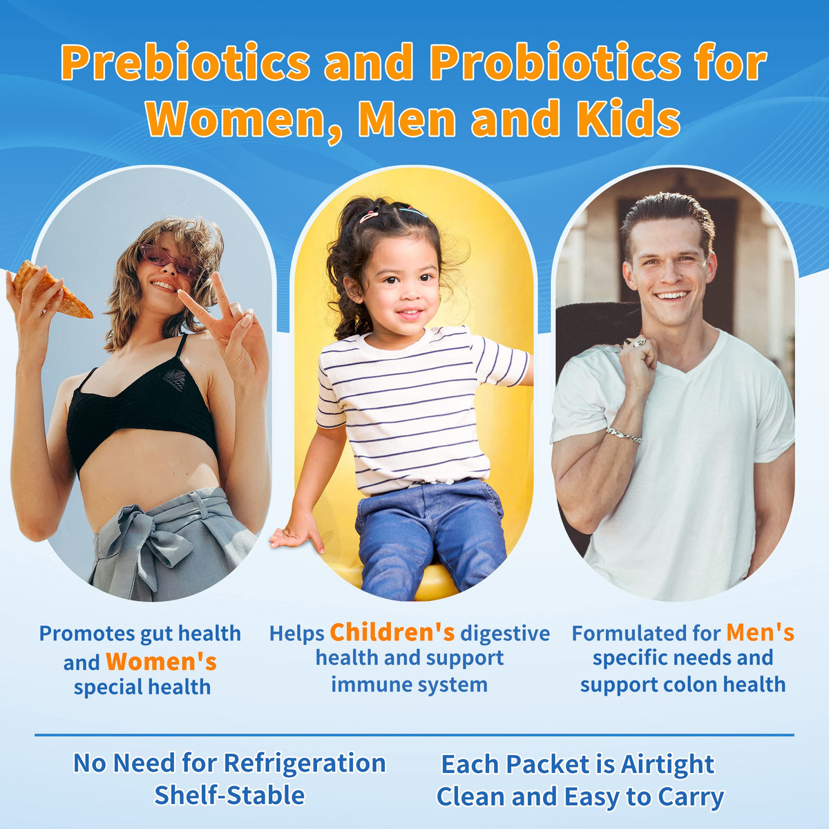 ZEBORA Probiotics for Women, Men and Kids, Prebiotics and Probiotics Powder