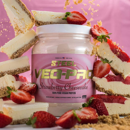 Steel Supplements Veg-PRO | Vegan Protein Powder, Strawberry Cheesecake | 25 Servings