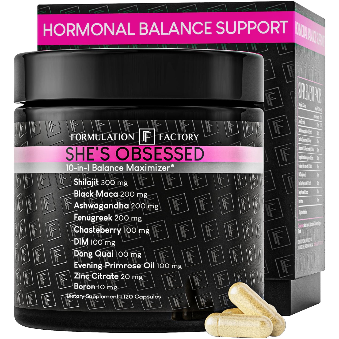 Formulation Factory Hormone Balance for Women - She's Obsessed Vitality Complex with Maca Root & Ashwagandha - Libido & Mood Support - 120 Capsules, 2 Month Supply