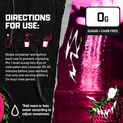 Outrage Ultra HIGH STIM Pre-Workout Powder for Men | 400mg Caffeine, L-Citrulline, Beta-Alanine, Creatine | Extreme Energy, Focus, Strength & Endurance (30 Servings, Strawberry Watermelon)