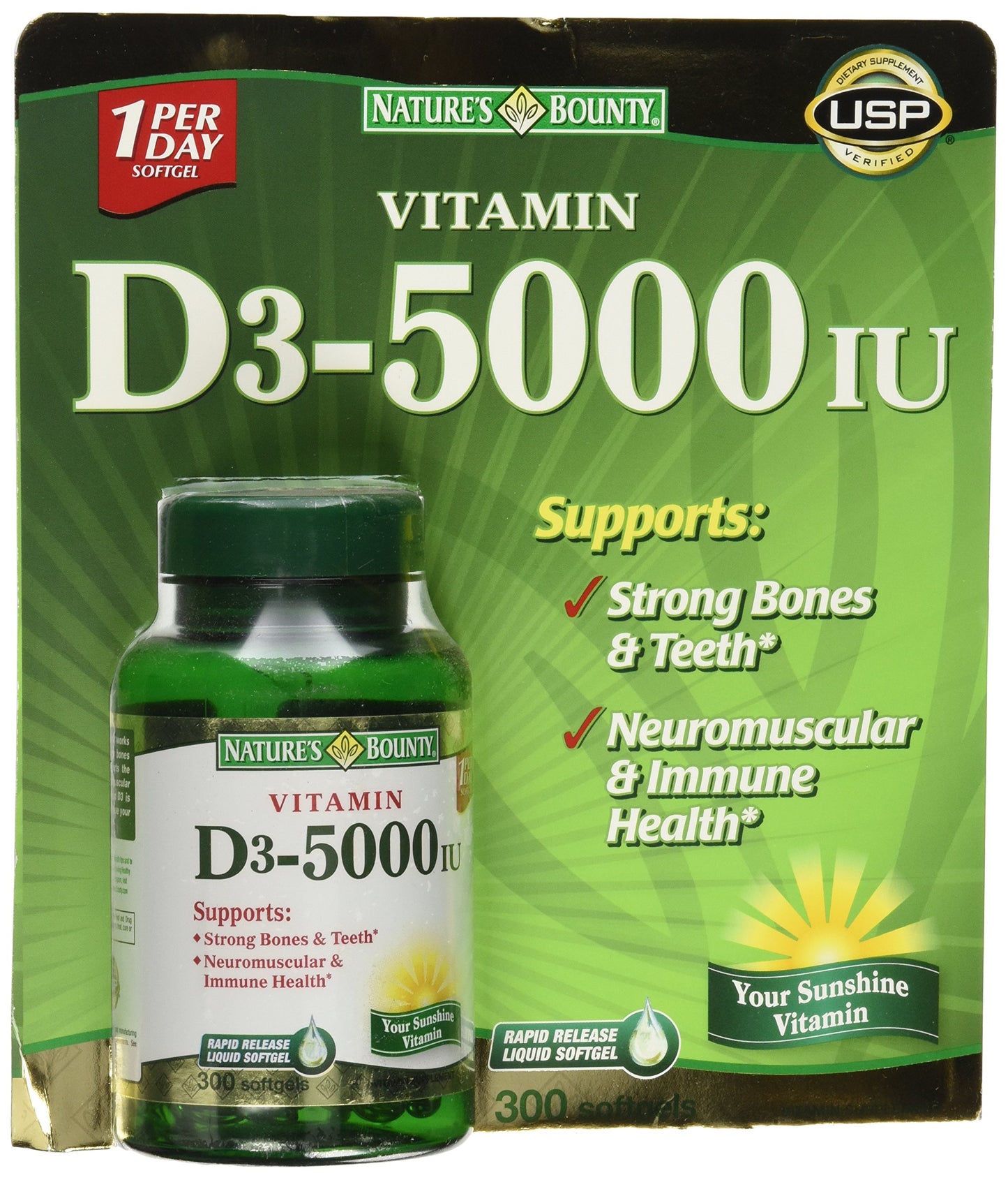 Nature's Bounty Immune Health Vitamin D3 5000 iu, Rapid Release 400 Softgels