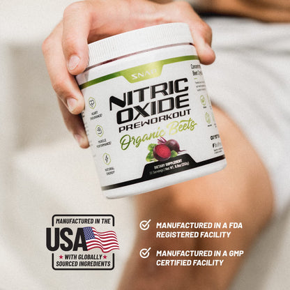 Snap Supplements Preworkout Beet Root Powder, Nitric Oxide Pre Workout with Organic