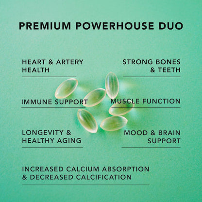 Vegan Powerhouse Combo. Omega-3 from Algal Oil & Vitamin D3 + K2. Plant-Based 5000 iu VIT D from Algae. 100 mcg All-Trans MK-7 Vita K. Carrageenan Free Veggie Softgels.