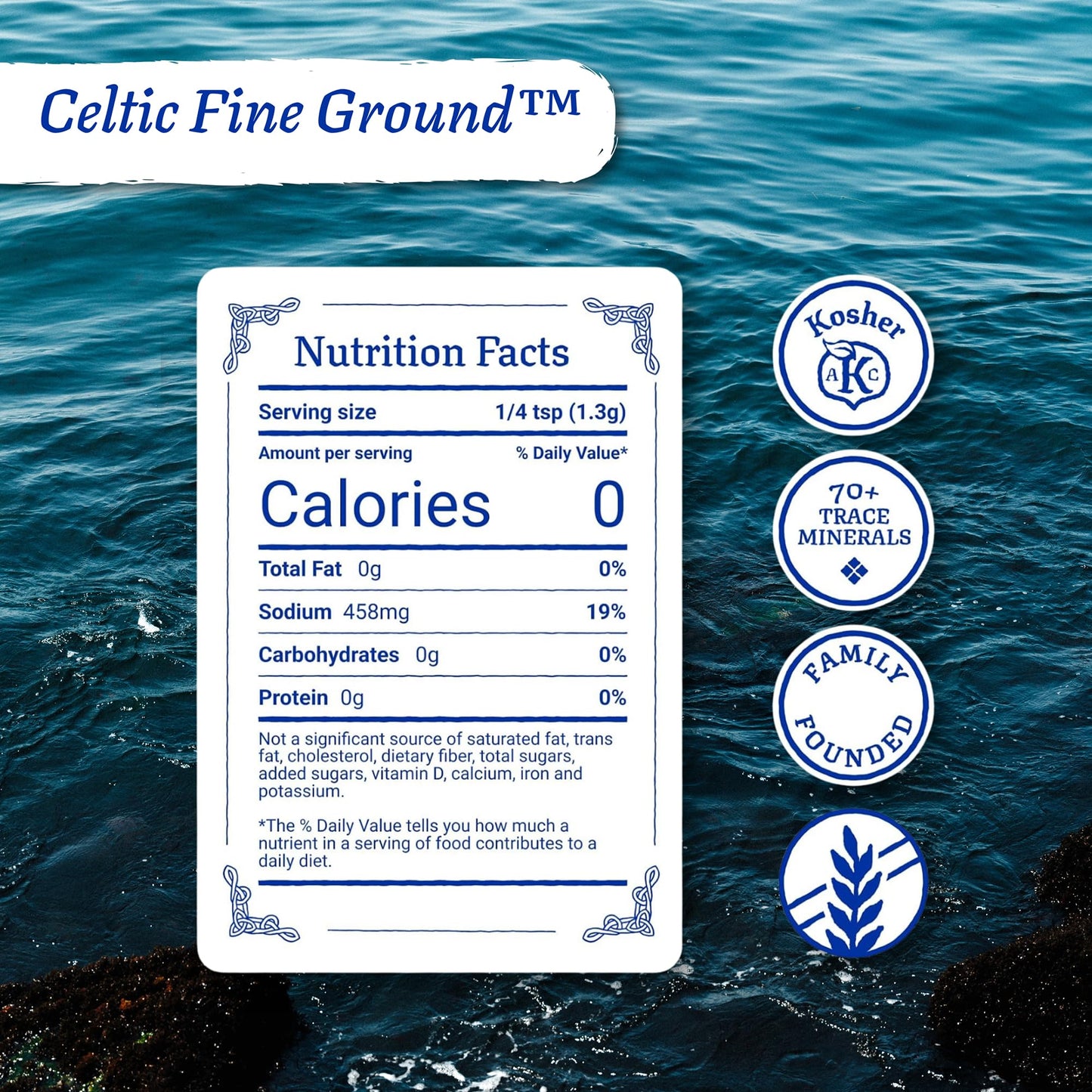 Celtic Sea Salt Fine Ground – Unrefined Mineral Salt, Sustainably Harvested, GMP Certified, Lab Tested – Baking, Cooking, Hydration, Everyday Use – 1 lb Resealable Bag