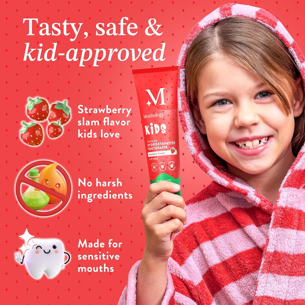 Mouthology 10% Nano Hydroxyapatite Toothpaste (Fluoride Free) and Kid's Strawberry Toothpaste