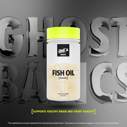 GHOST Basics Fish Oil Supplement, 3000MG Daily Omega 3 Fatty Acids with DHA & EPA for Brain, Heart Health & Immunity Support - Gluten-Free & Soy-Free - 60 Enteric Coated Softgels