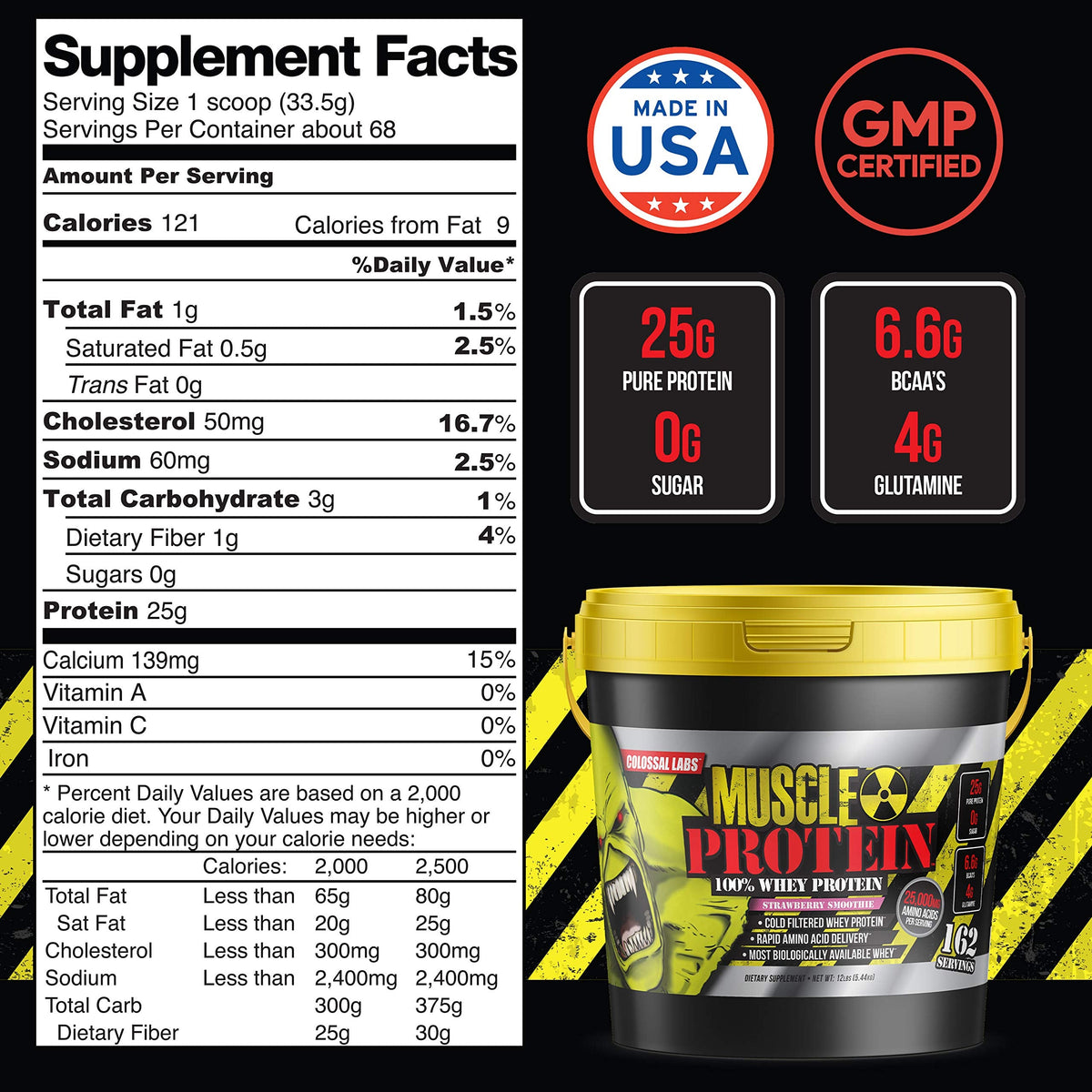COLOSSAL LABS Muscle Protein Whey Powder [12 lbs/Pack of 1]-Strawberry Protein