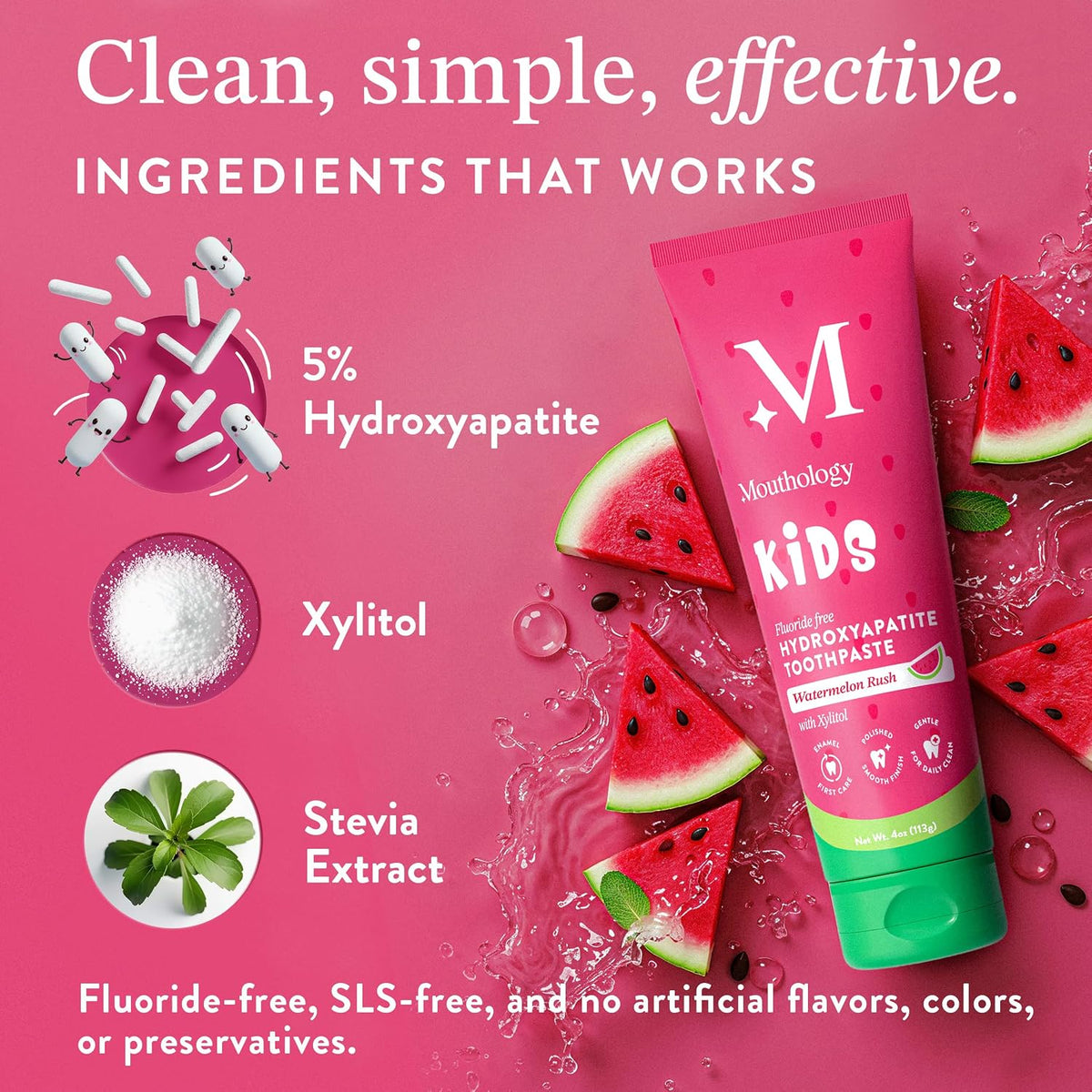 Mouthology 10% Nano Hydroxyapatite Toothpaste (Fluoride Free) and Kid's Watermelon Toothpaste