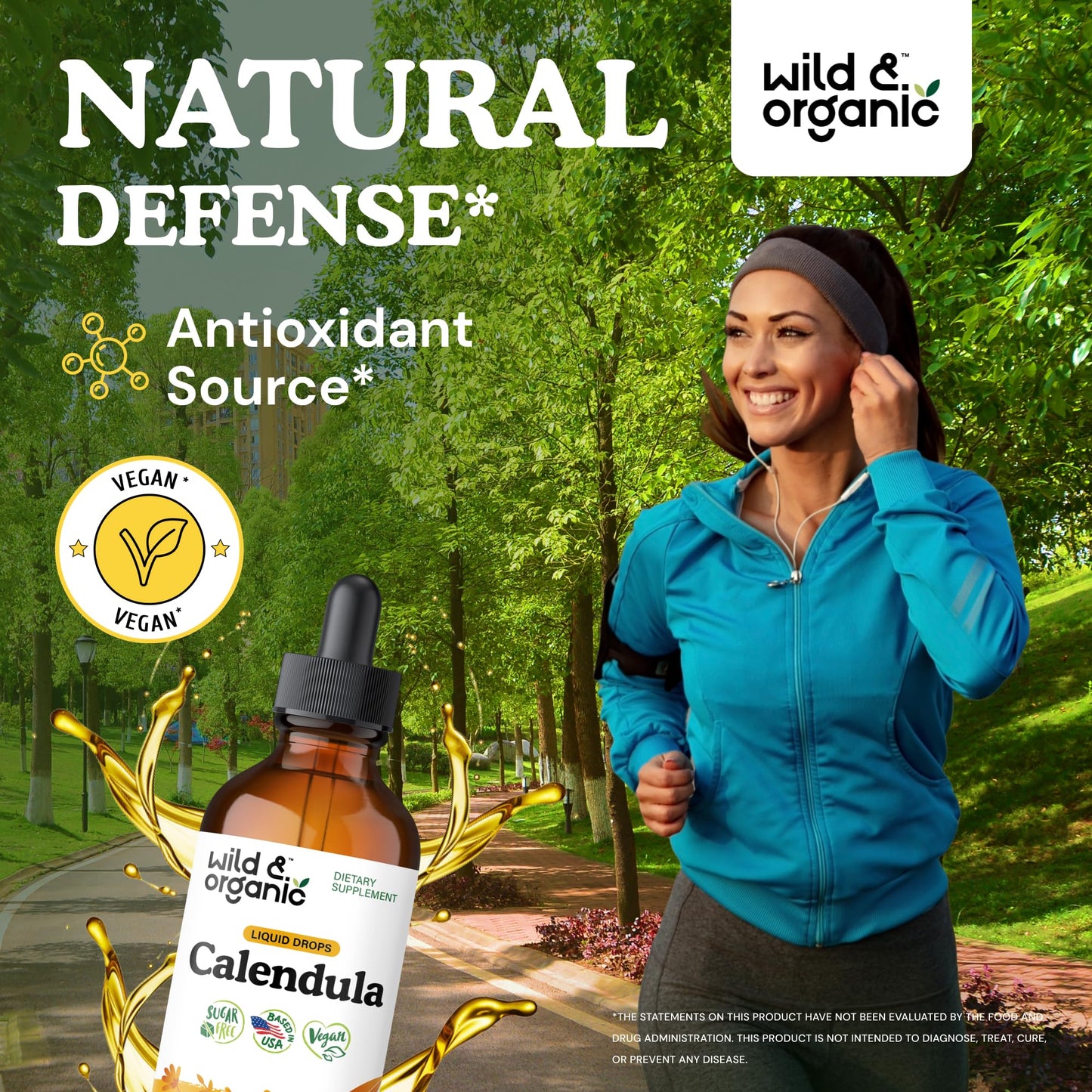Wild & Organic Calendula Flowers Supplement - Antioxidant, Immune & Skin Support - Add to Tea Extract Drops - Calendula Herb Tincture - Vegan, Alcohol & Sugar-Free - 4 fl oz