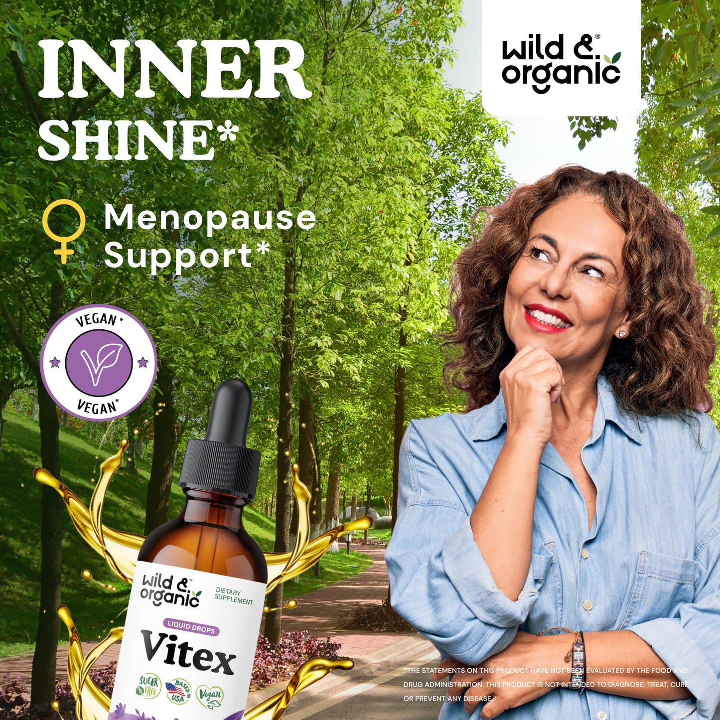 Wild & Organic Vitex Tincture - Mood & Perimenopause Support - Vitex Chasteberry Supplement for Women - Liquid Chaste Tree Berry Extract - Vegan, Sugar & Alcohol-Free Herb Drops - 4 fl oz