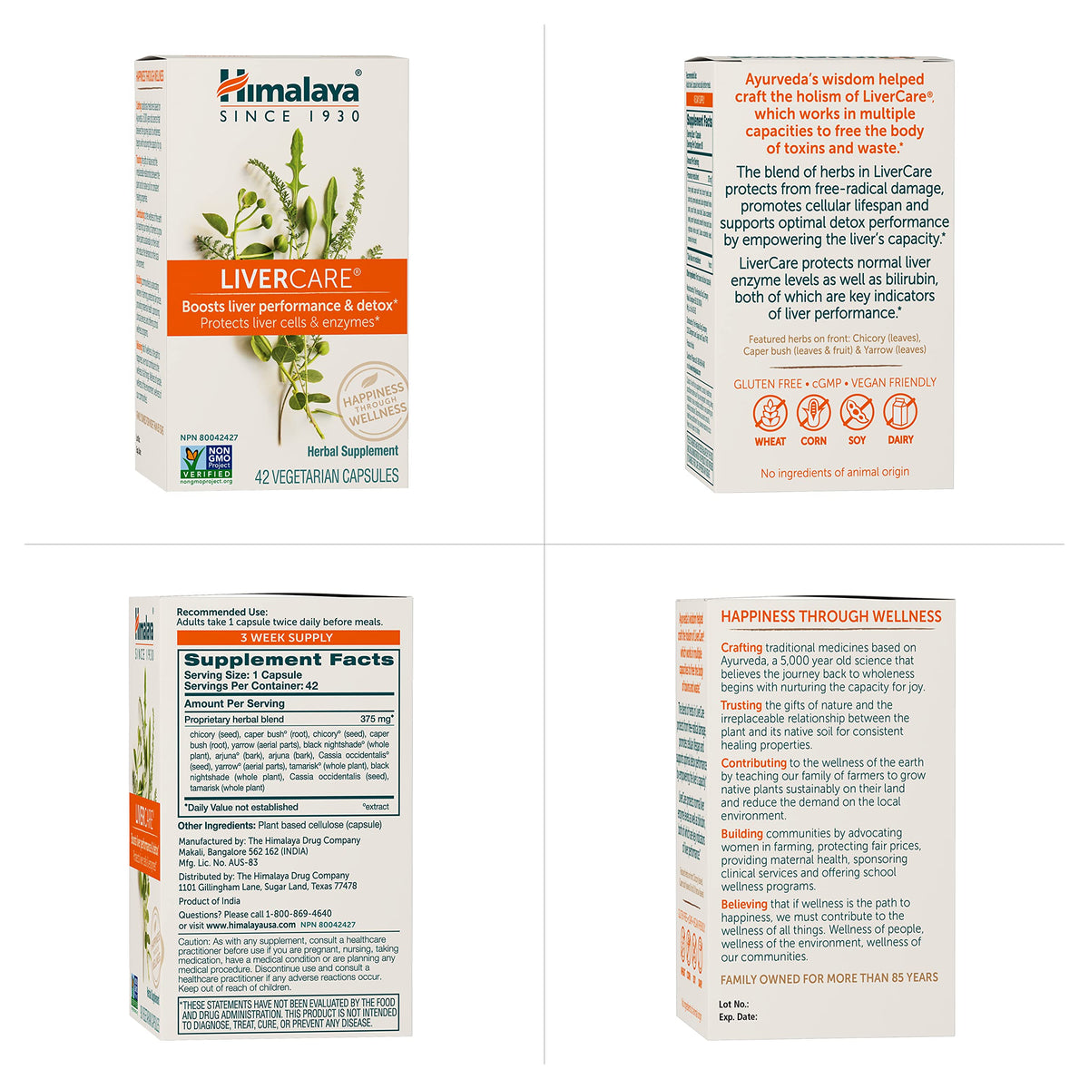 Himalaya LiverCare For Liver Support, 375 mg, 180 Capsules, 90 Day Supply