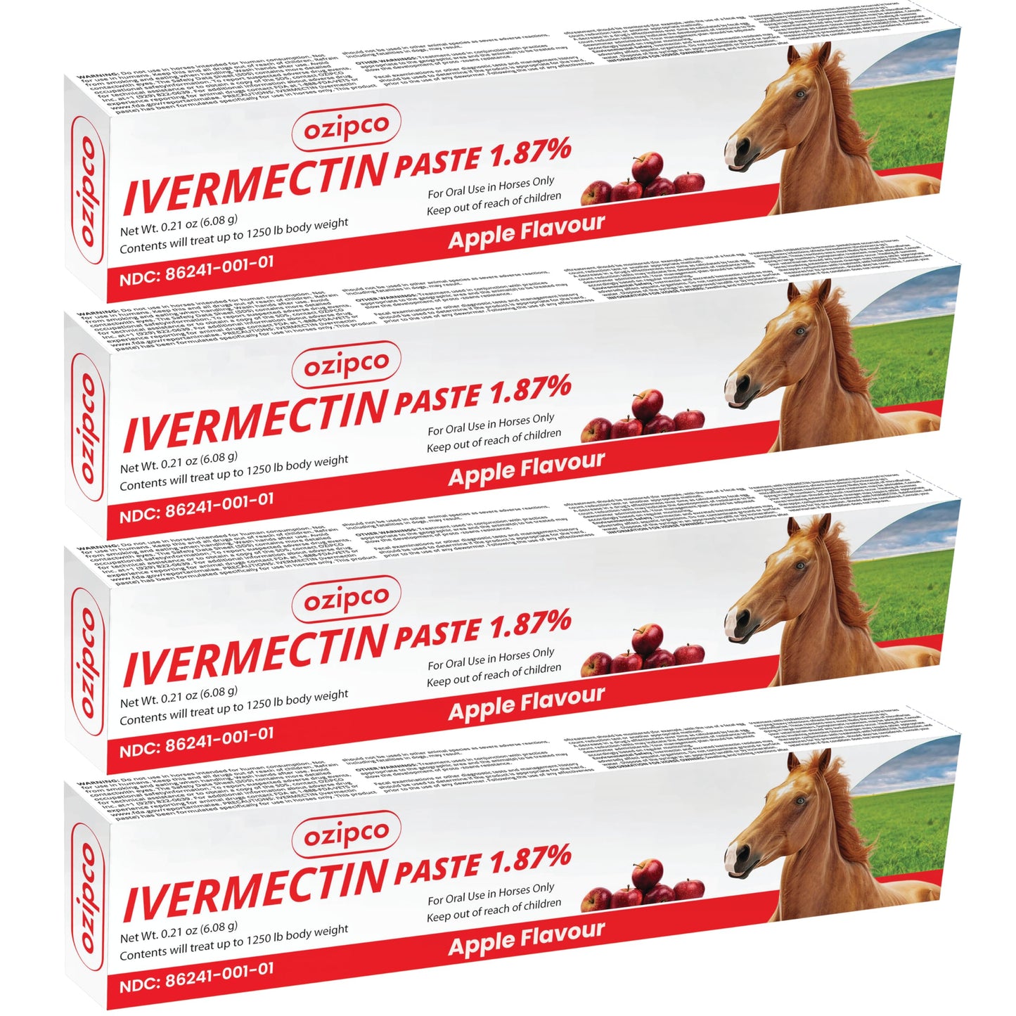 Ivermectin Horse Paste 1.87% | Apple Flavor – 6.08g Syringe for Equine Use Only Up to 1250 LB