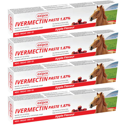 Ivermectin Horse Paste 1.87% | Apple Flavor – 6.08g Syringe for Equine Use Only Up to 1250 LB