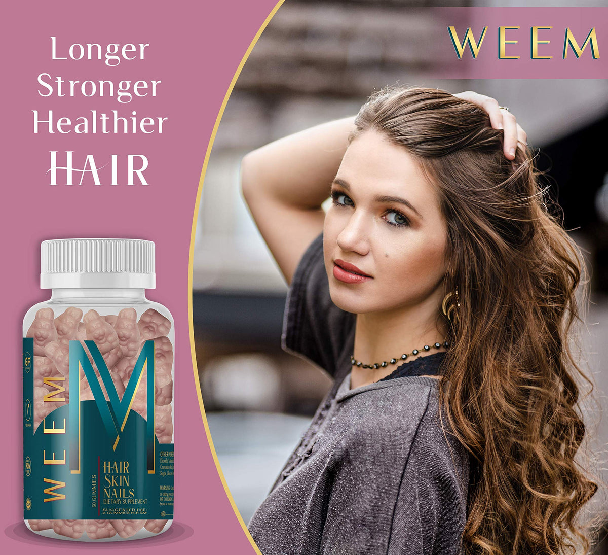 WEEM Hair Skin and Nails Gummies - Supports Healthy Hair - Vegan biotin Vitamins