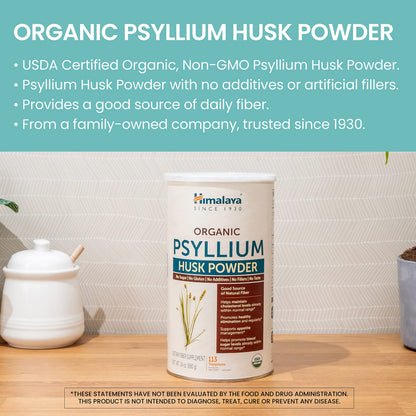 Himalaya Organic Psyllium Whole Husk Fiber Supplement,Unflavored,12 oz