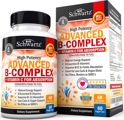 Vitamin B Complex with Vitamin C for Maximum Absorption, 60 Capsules