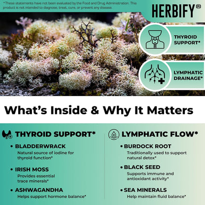 Thyroid Support Supplement with Sea Moss, Bladderwrack, Ashwagandha, Black Seed & Burdock Root - Natural Iodine for Healthy Thyroid Function, Energy & Metabolism - Grape Flavor, 2 Fl Oz, Made in USA