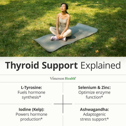 Thyroid Support for Women with Selenium, Iodine & Zinc - Advanced Complex with Ashwagandha, L-Tyrosine & B12 - Supports Energy, Metabolism & Hormonal Balance - 60 Capsules