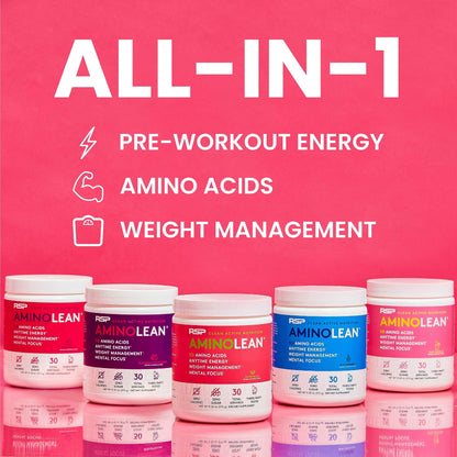 AminoLean Pre Workout Powder & Natural Amino Energy with Vegan BCAA + EAA | Jitter-Free Preworkout Energy from Green Tea + Amino Acids & Weight Management for Women & Men - Vegan, Zero Sugar, No Crash