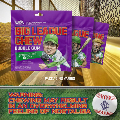 Big League Chew Grape - Chewing Bubble Gum Pack of 3, 2.12 oz