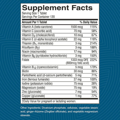Nature's Sunshine Prenatal, 120 Tablets | Prenatal Vitamin Provides a Combination of Vitamins and Minerals to Support the Nutritional Needs of Both Mother and Child