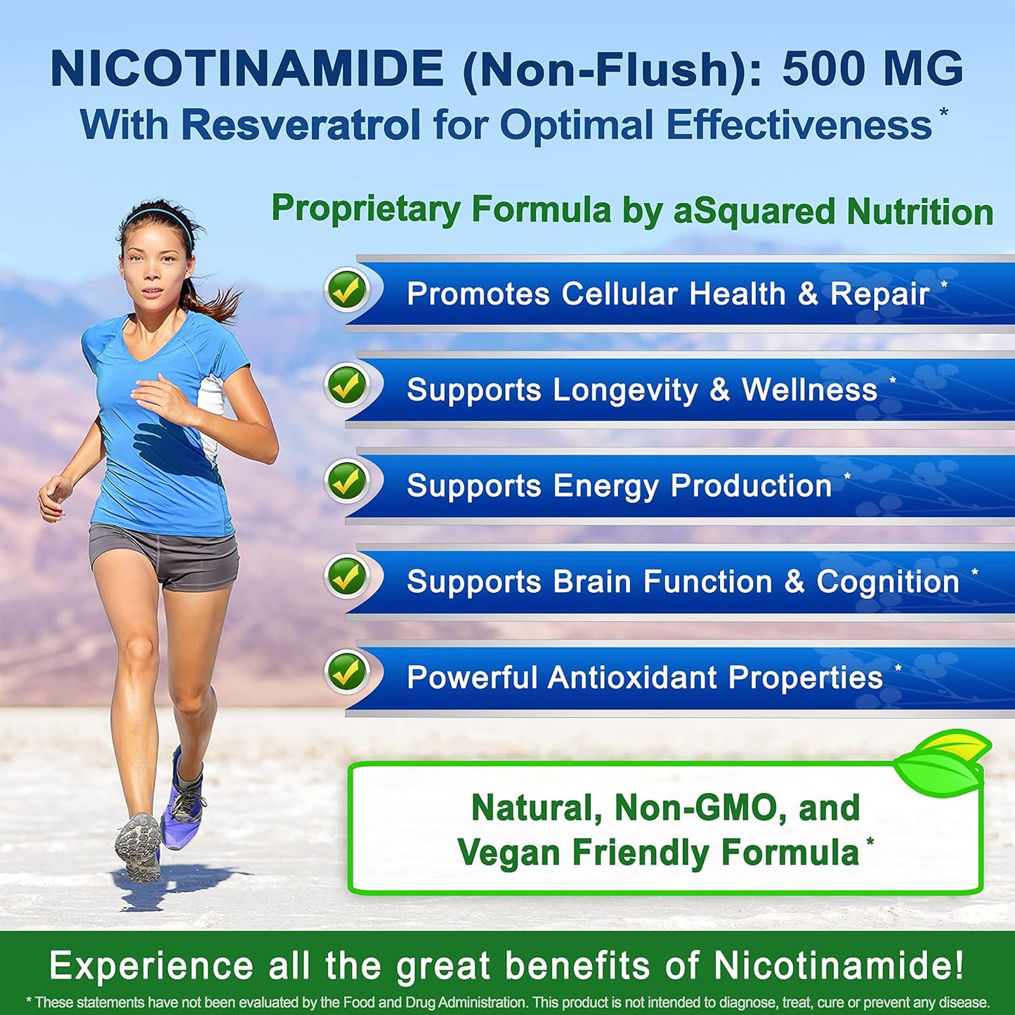 Nicotinamide with Resveratrol - 120 Capsules - Vitamin B3 500mg Supplement | Nicotinamide 500mg (Niacinamide Flush Free) - Vit B3 Pills to Support NAD, Skin Cell Health & Energy