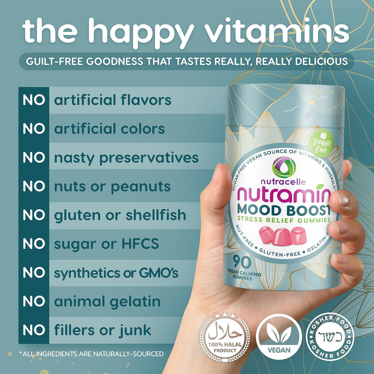 Nutracelle NUTRAMIN Mood Boost Multivitamin Gummy - Delicious & Yummy Anti-Stress