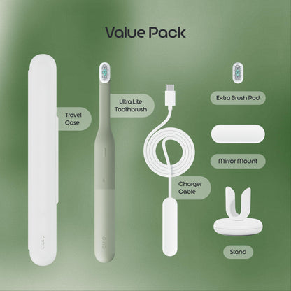 Quip Ultra Lite Sonic Electric Toothbrush, 3 Modes, Mirror Mount, Ash