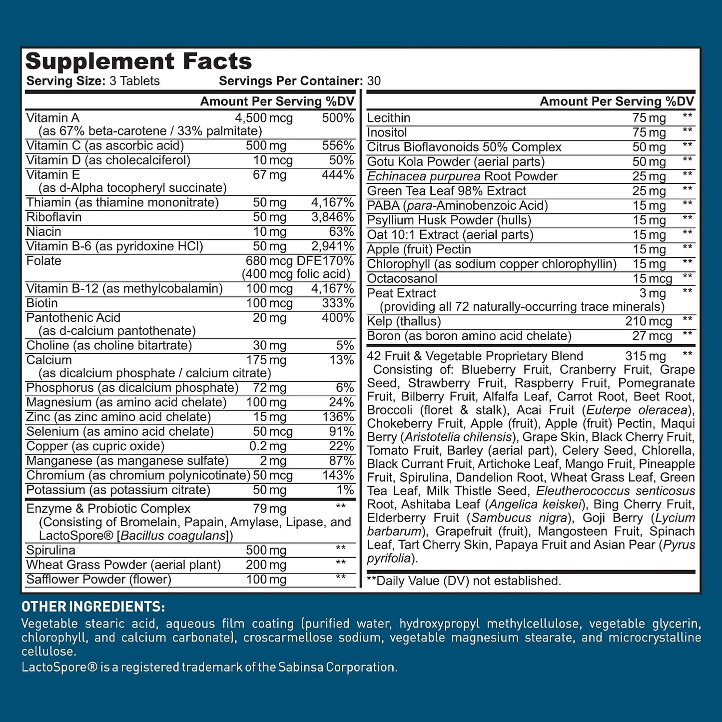 Dr. Tobias Adult Multivitamin for Women & Men 90 Count | Daily Energy & Immune Support | Vitamin Supplement with 42 Fruits & Vegetables + Probiotic + Enzymes | Vegan | 30 Servings