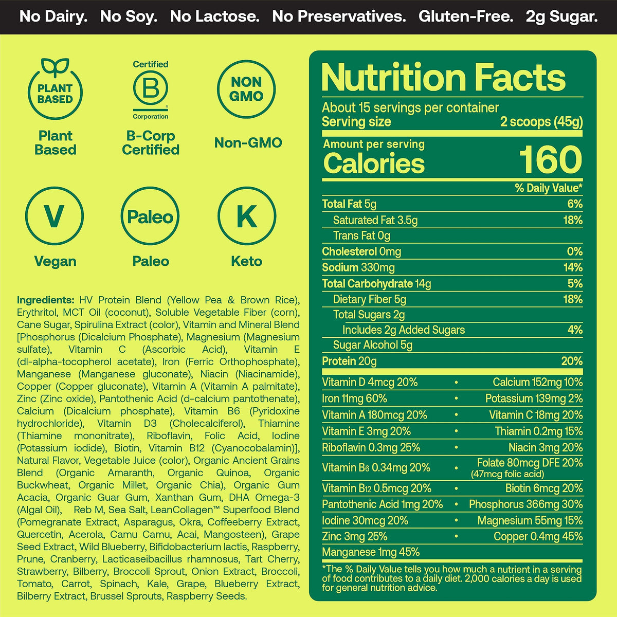 Happy Viking Greeña Colada Plant Protein Powder, Created by Venus Williams, 20G Protein