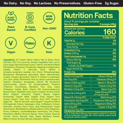 Happy Viking Greeña Colada Plant Protein Powder, Created by Venus Williams, 20G Protein