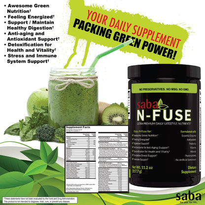 Saba N-Fuse-Whole Food Daily Nutrition,-Phytonutrients, Pre and Probiotics, Enzymes