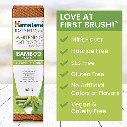 Himalaya Botanique Whitening Antiplaque Charcoal Toothpaste, 4 oz, 2 Pack