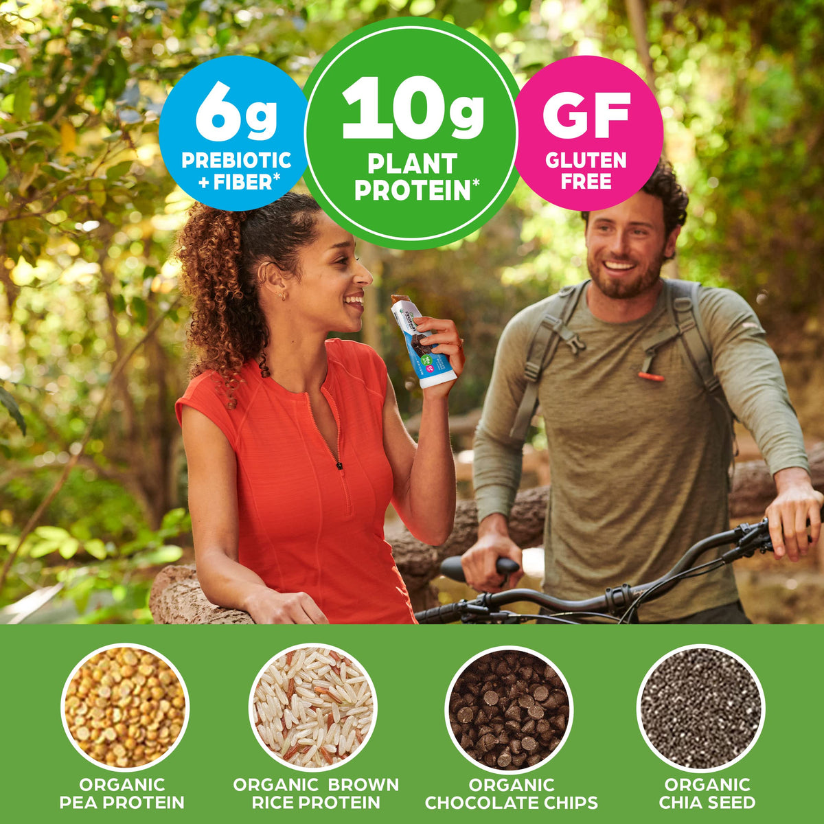 Orgain Organic Vegan Protein Bars, Chocolate Brownie - 10g Plant Based Protein, Gluten Free