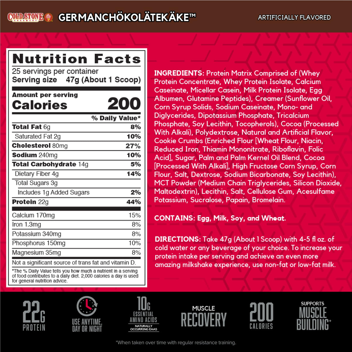 BSN Syntha-6 Whey Protein Powder, Cold Stone Creamery- Germanchökolätekäke Flavor