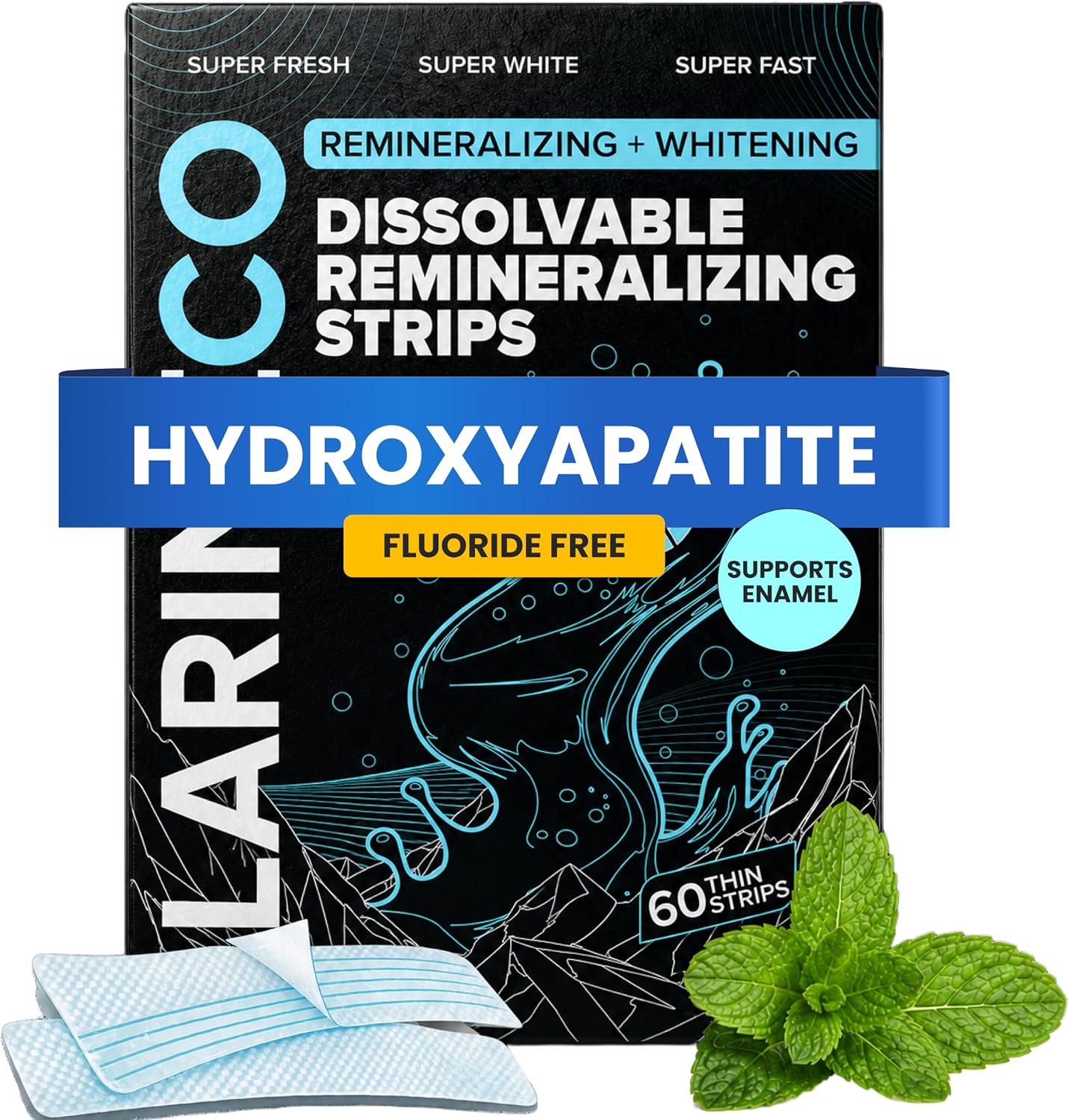 Larine Dissolvable Remineralizing Strips – Whitening Oral Care with Hydroxyapatite – Dissolvable Teeth Strips for Fresh Breath & Smooth Mouthfeel – Daily Oral Care Support